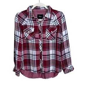 Rails Burgundy and White Checkered Button Down Shirt
